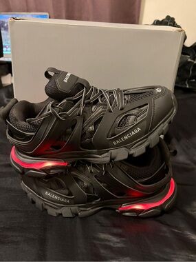 Balenciaga Black Sneakers with Red Highlights